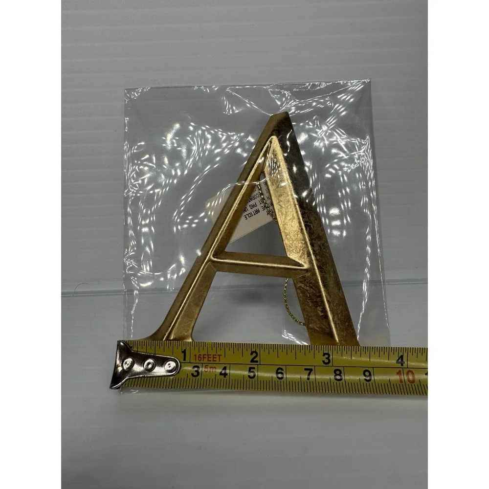 Restoration Hardware Ornament Monogram Letter A Gold Vintage 2005 Set of 2 NEW